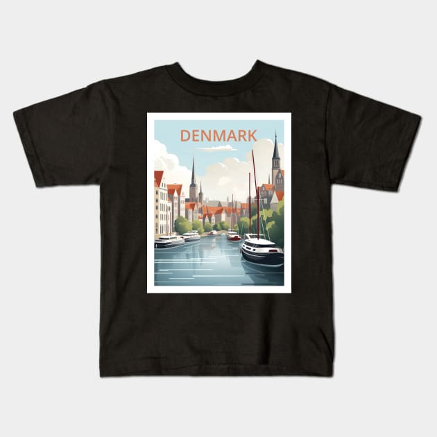 DENMARK Kids T-Shirt by MarkedArtPrints